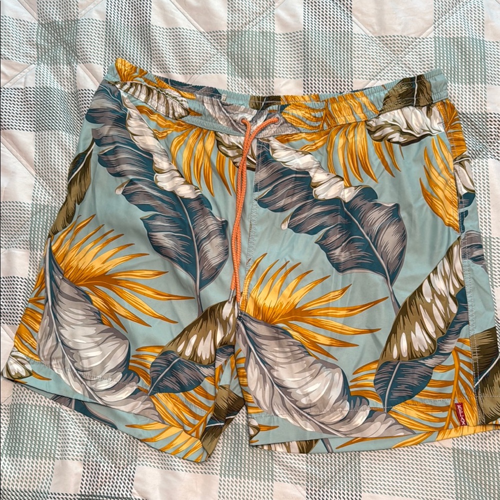 Tommy Bahama Tropical Leaf Print Swim Trunks